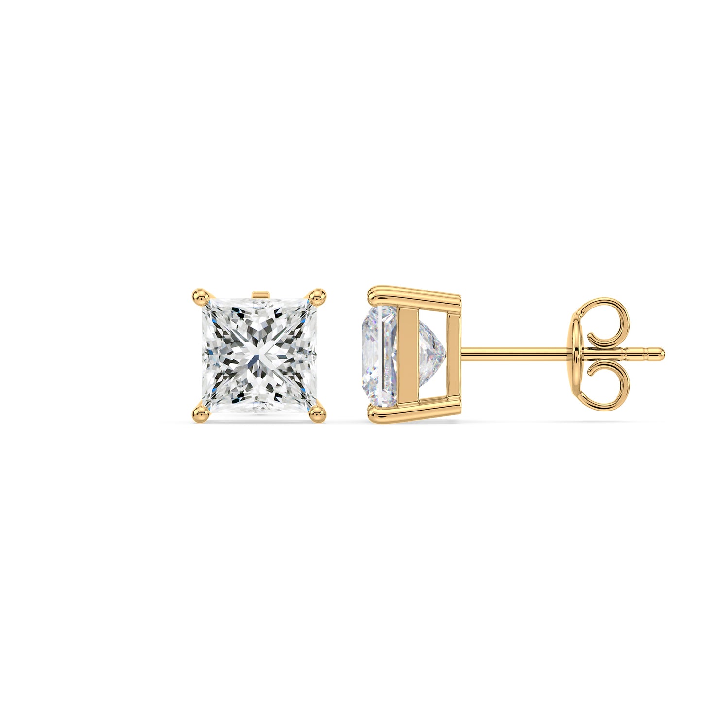 Princess Cut Stud Earrings