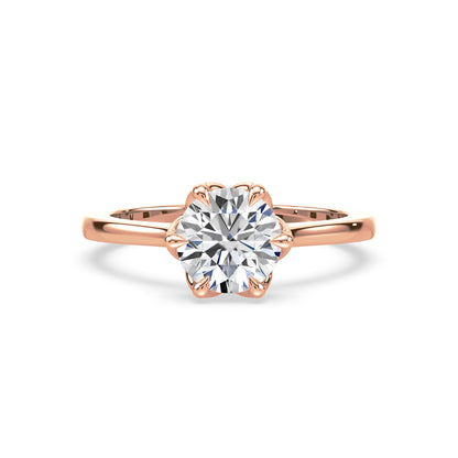 Floral-Inspired Solitaire Diamond Ring