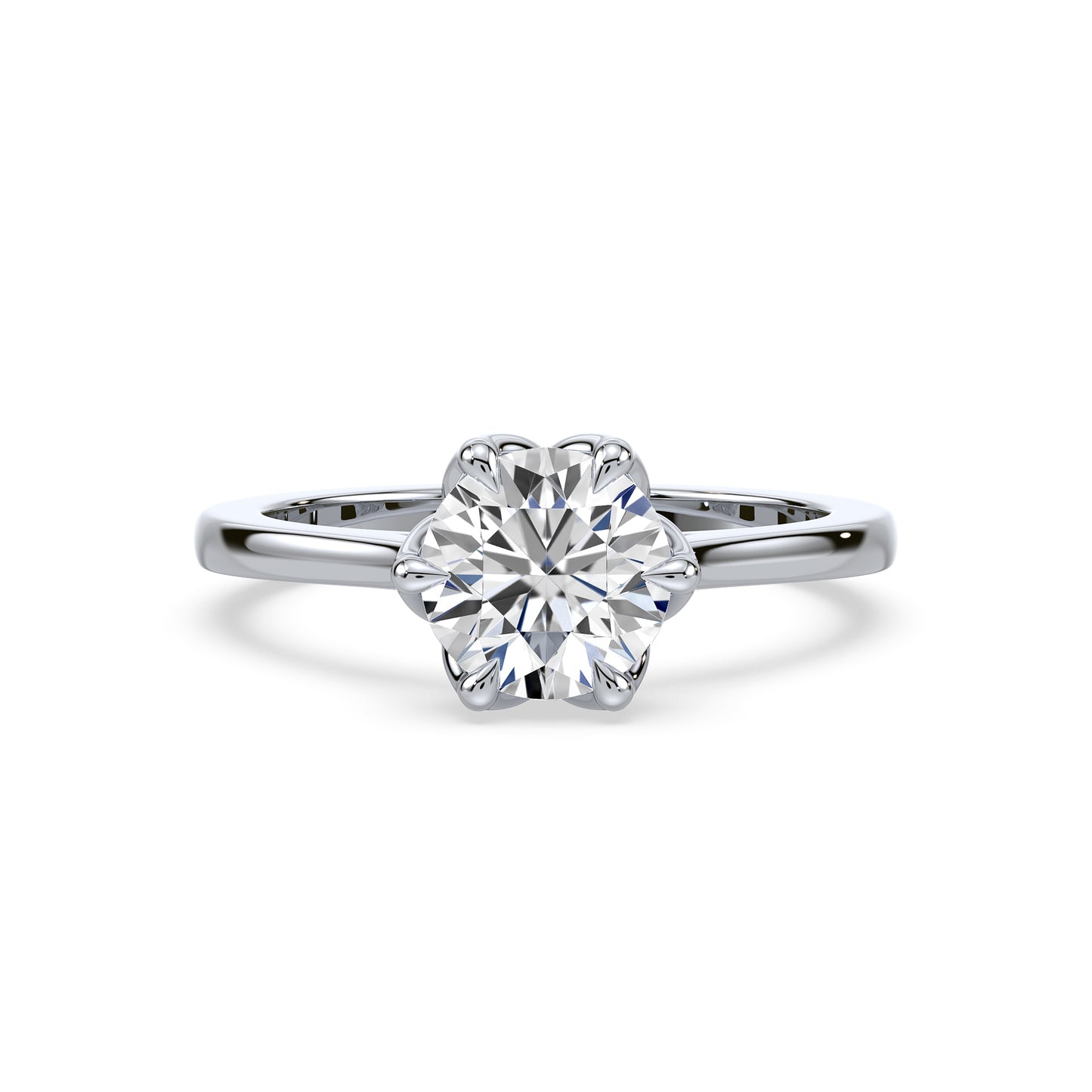 Floral-Inspired Solitaire Diamond Ring