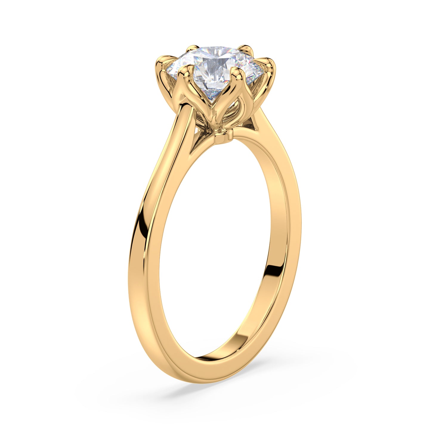 Floral-Inspired Solitaire Diamond Ring