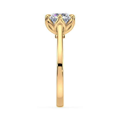 Floral-Inspired Solitaire Diamond Ring