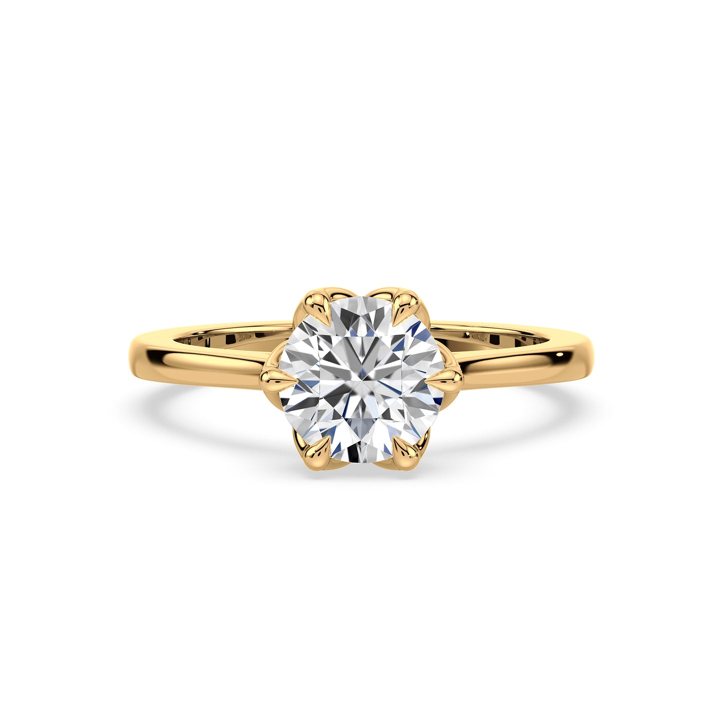 Floral-Inspired Solitaire Diamond Ring