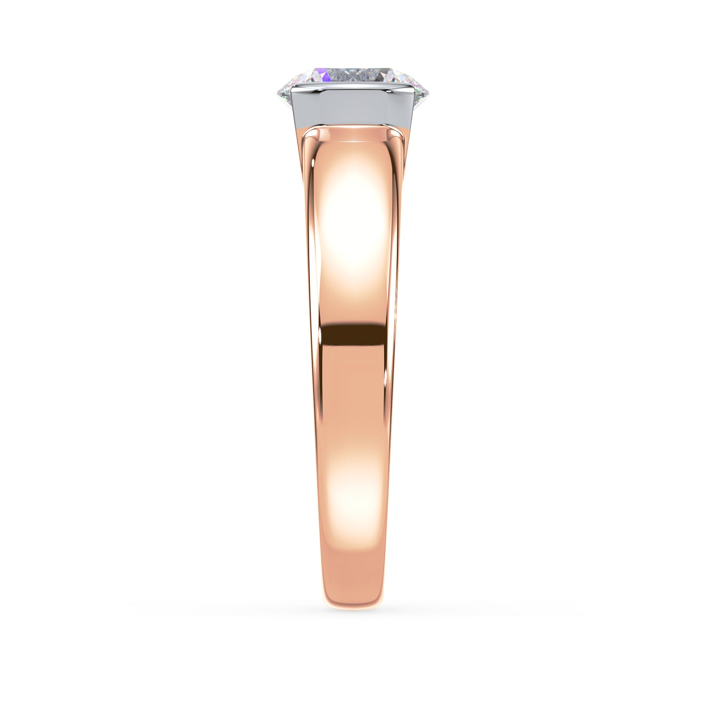 Bold Two-Tone Solitaire Diamond Ring