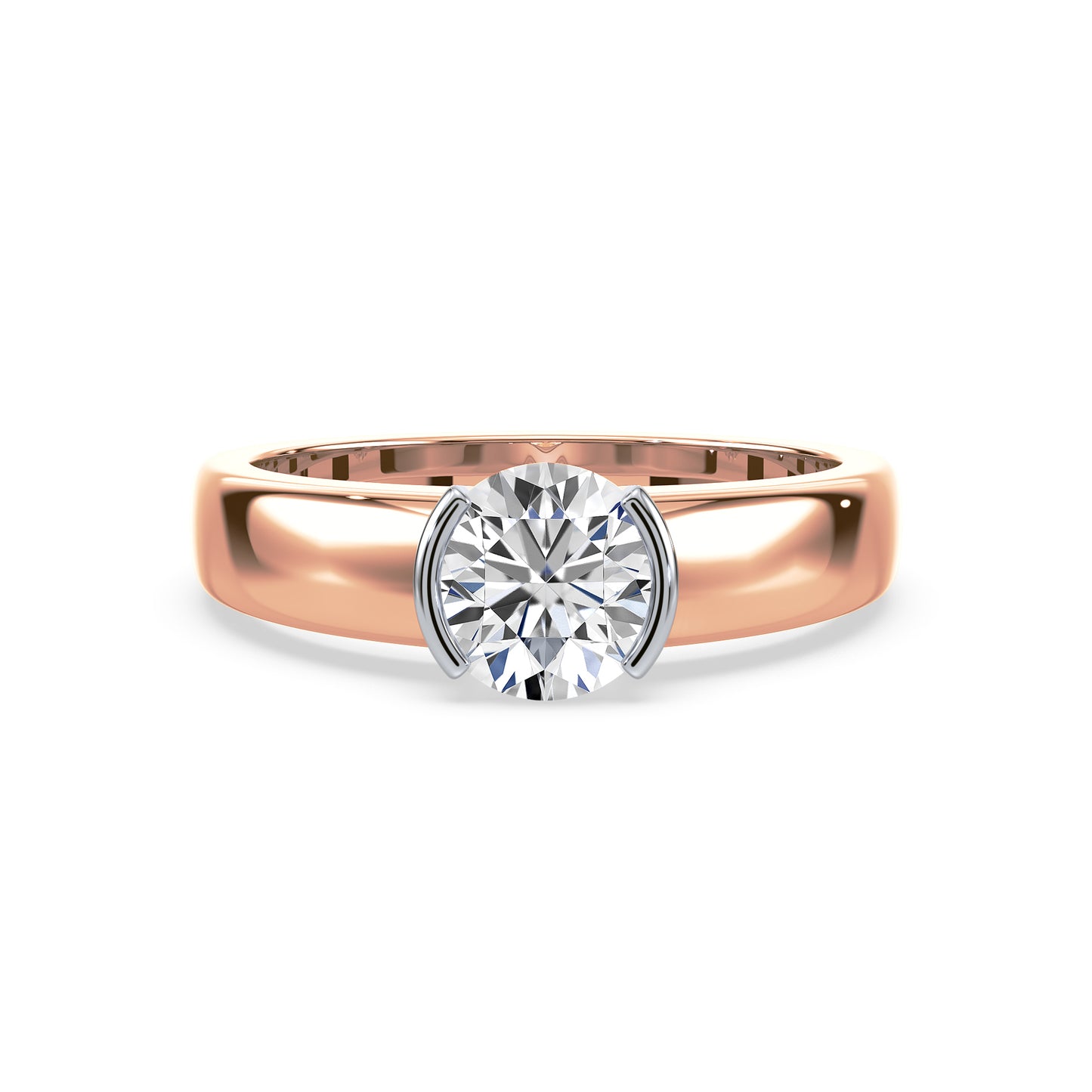 Bold Two-Tone Solitaire Diamond Ring