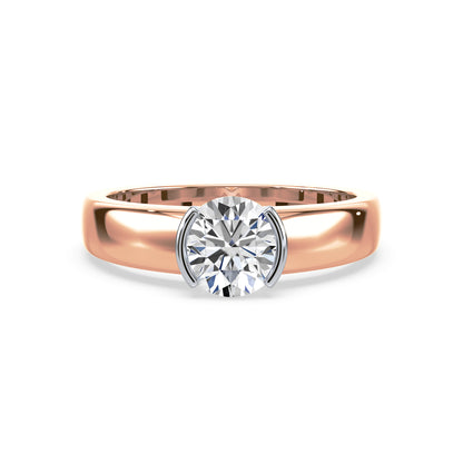 Bold Two-Tone Solitaire Diamond Ring