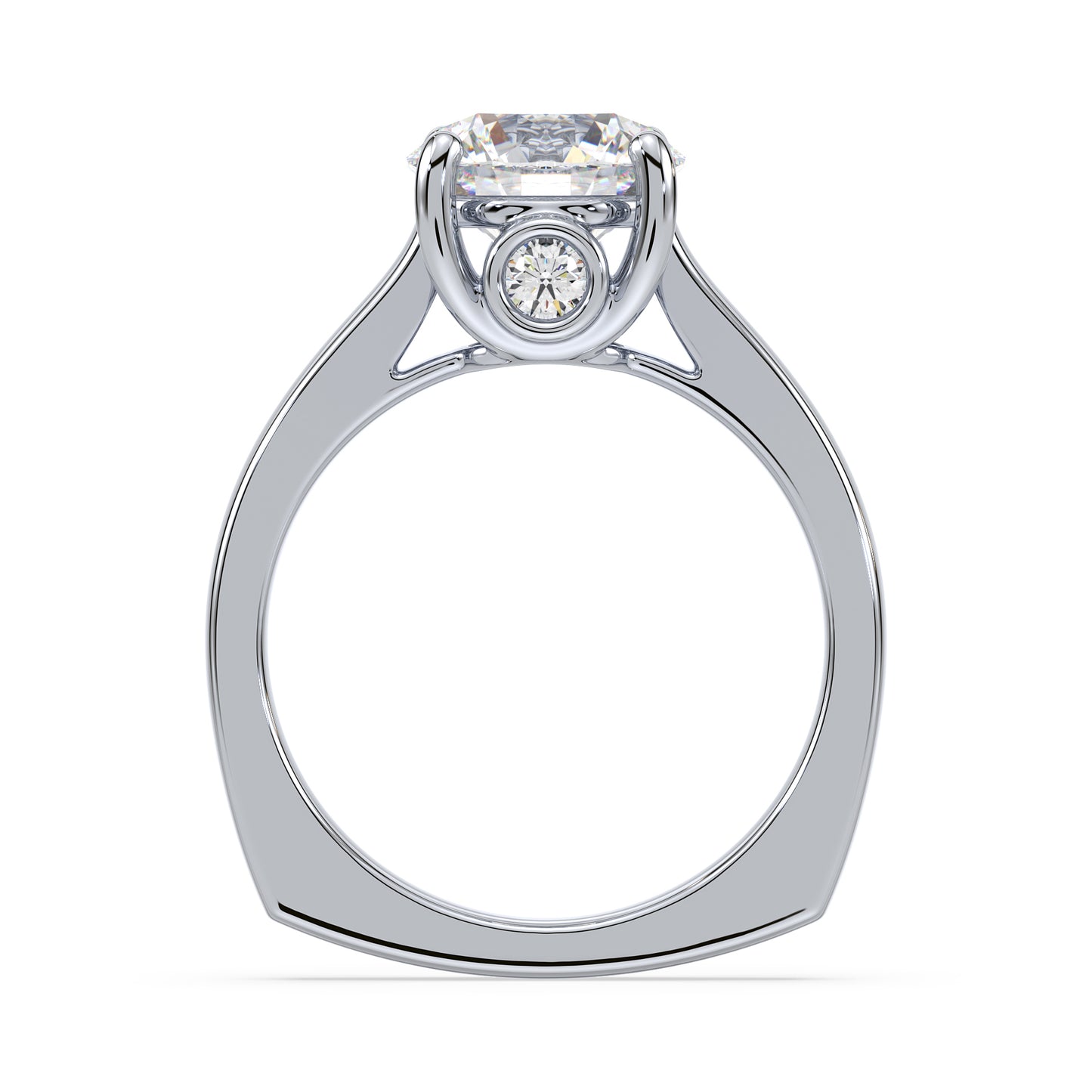 Elegant Solitaire Diamond Ring - Hidden Halo
