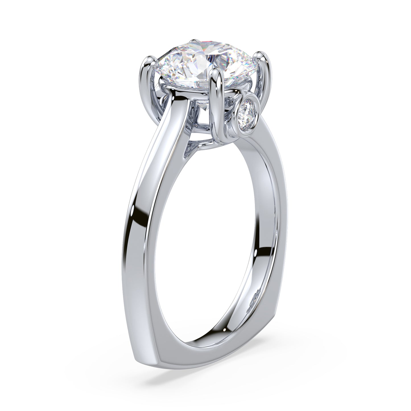 Elegant Solitaire Diamond Ring - Hidden Halo