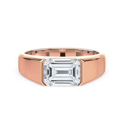 Bold Emerald-Cut Diamond Signet Ring