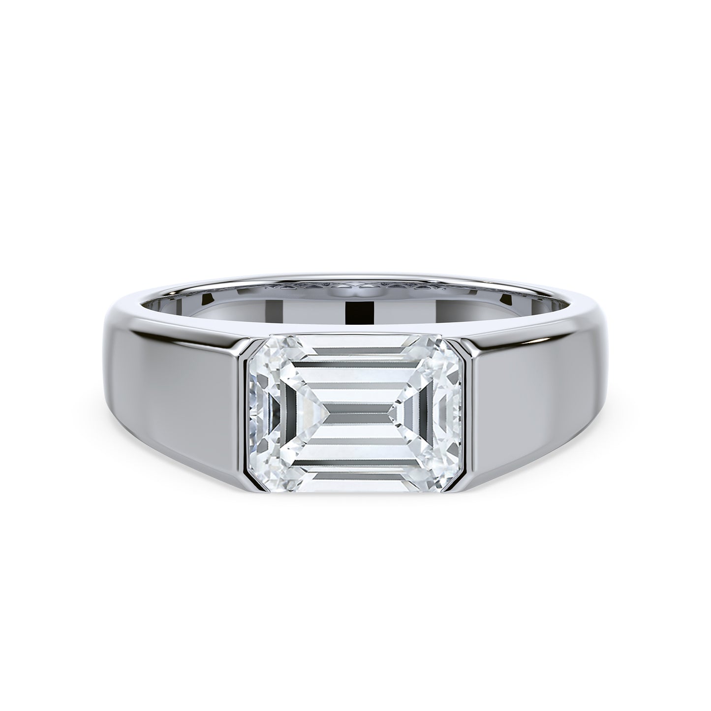 Bold Emerald-Cut Diamond Signet Ring