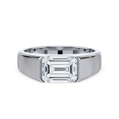 Bold Emerald-Cut Diamond Signet Ring