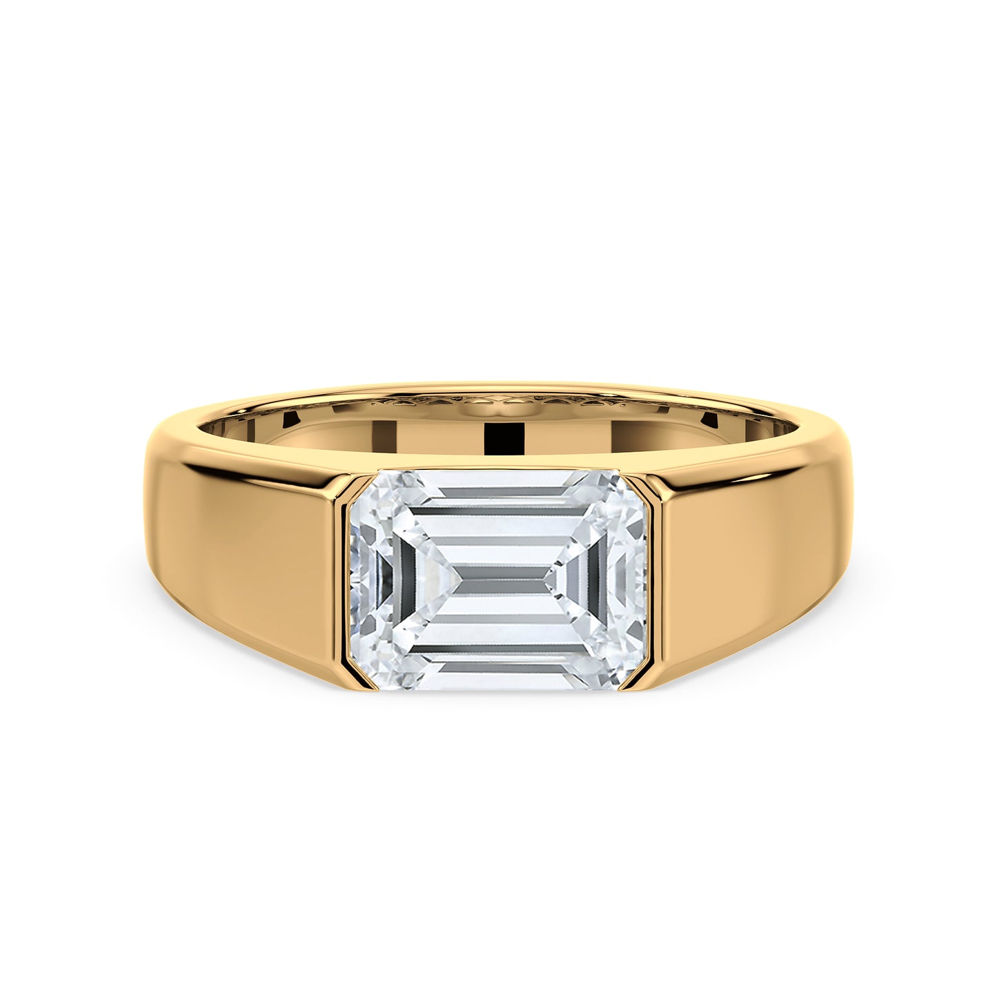 Bold Emerald-Cut Diamond Signet Ring