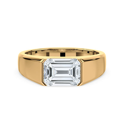 Bold Emerald-Cut Diamond Signet Ring