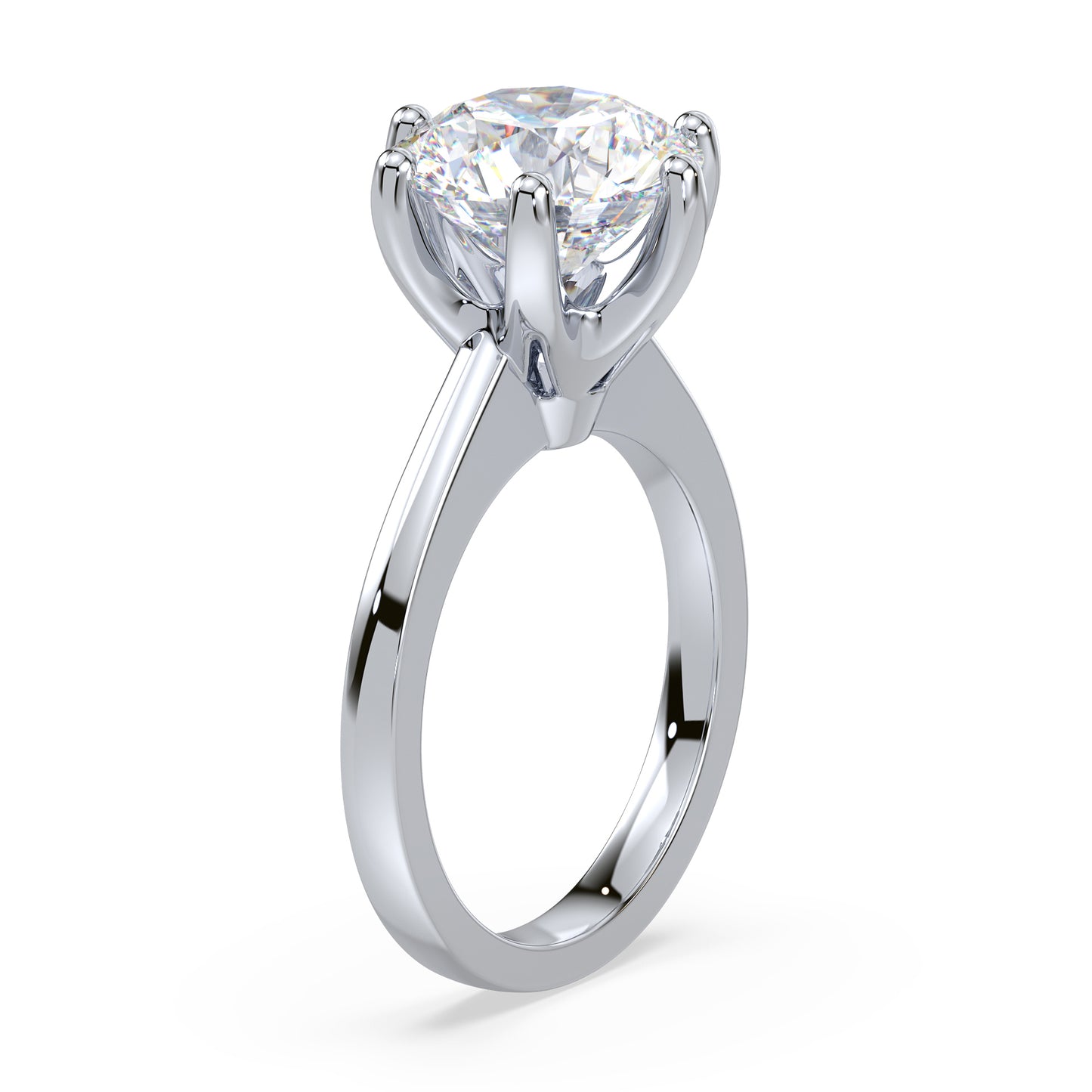 Refined Six-Prong Solitaire Diamond Ring