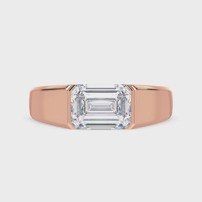 Bold Emerald-Cut Diamond Signet Ring