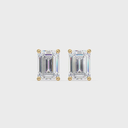 Bezel-Set Emerald Diamond Studs