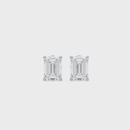 Emerald-Cut Diamond Stud Earrings