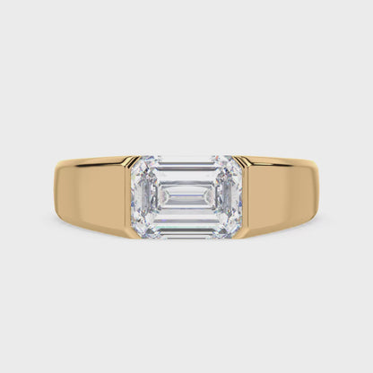 Bold Emerald-Cut Diamond Signet Ring