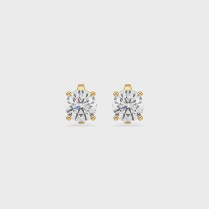 Elegant Two-Tone Solitaire Diamond Studs