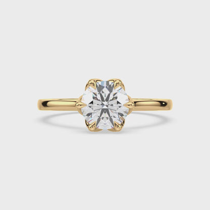 Floral-Inspired Solitaire Diamond Ring
