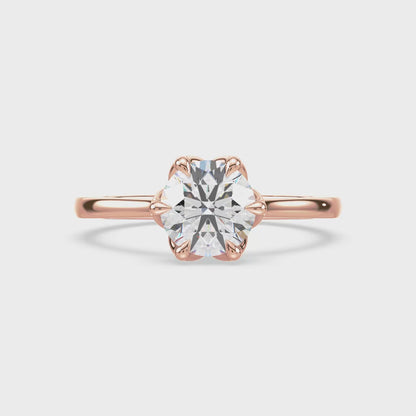 Floral-Inspired Solitaire Diamond Ring