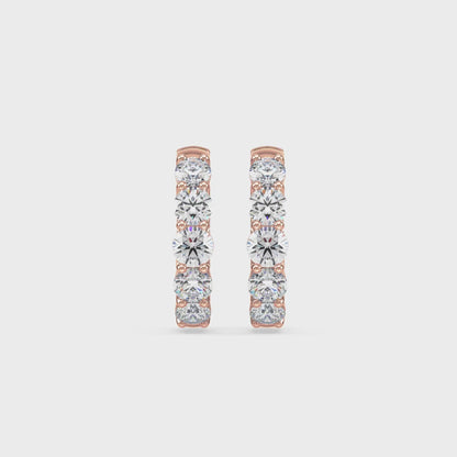 Radiant Five-Stone Diamond Hoop Earrings