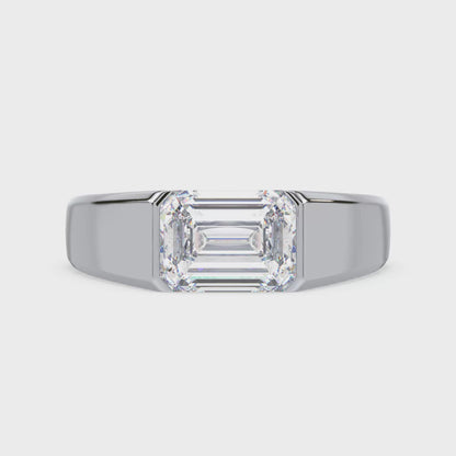 Bold Emerald-Cut Diamond Signet Ring