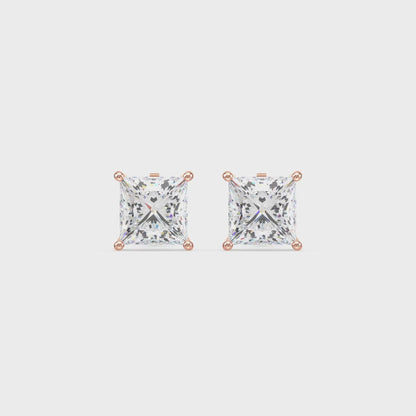 Princess Cut Stud Earrings
