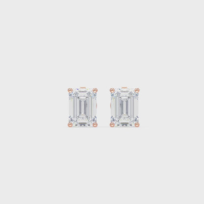 Emerald-Cut Diamond Stud Earrings