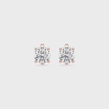 Elegant Two-Tone Solitaire Diamond Studs