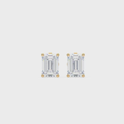 Emerald-Cut Diamond Stud Earrings
