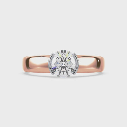 Bold Two-Tone Solitaire Diamond Ring