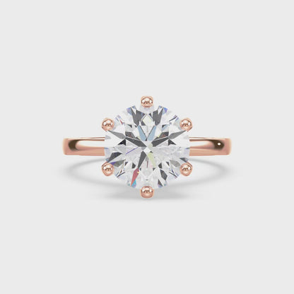 Refined Six-Prong Solitaire Diamond Ring